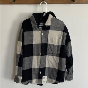 Zara Black and White Flannel Hoodie
